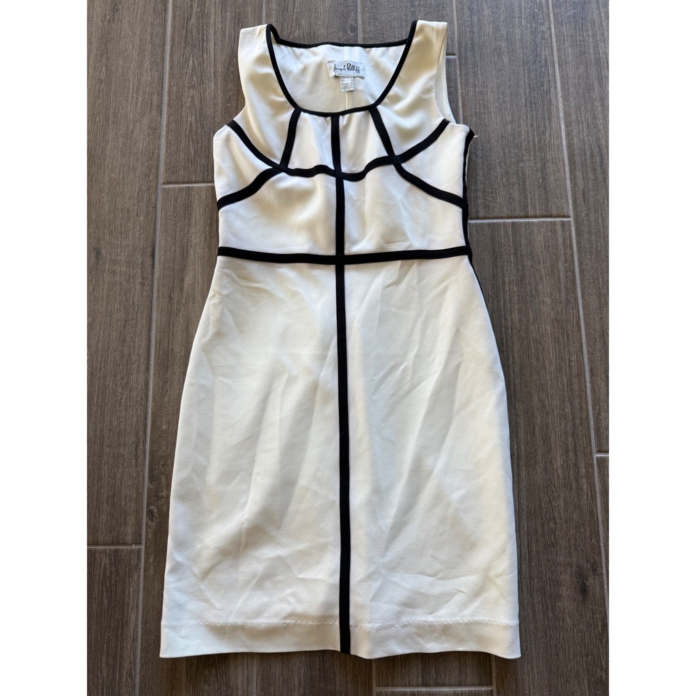 Joseph Ribkoff Sheath Dress Black Trim Sleeveless Knee Length Cocktail‎ Size 6